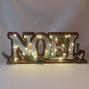 Pier 1 Imports LED Light-Up 'Noel'  Sign Wood Tabletop Decor Christmas